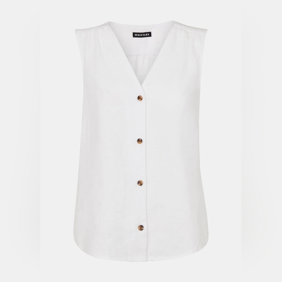 White Laura Linen Tank, Size 4 - Picture 1 of 6
